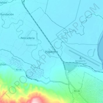 Habanero topographic map, elevation, terrain