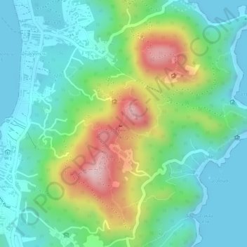 Tanote Peak topographic map, elevation, terrain