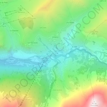La Grave topographic map, elevation, terrain
