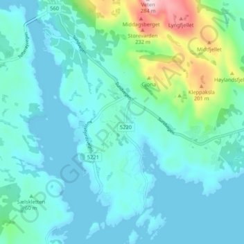 Forland topographic map, elevation, terrain