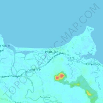 Pambujan topographic map, elevation, terrain