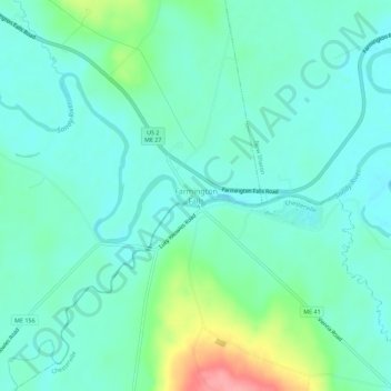 Farmington Falls topographic map, elevation, terrain