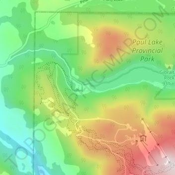 Paul Lake topographic map, elevation, terrain