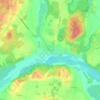 Arandon topographic map, elevation, terrain