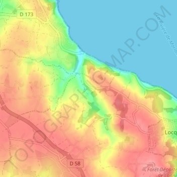 Kergadiou topographic map, elevation, terrain
