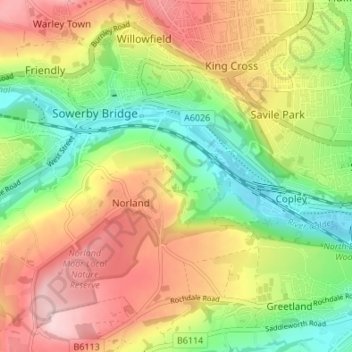 Norland Town topographic map, elevation, terrain