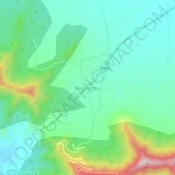Narayanpur topographic map, elevation, terrain