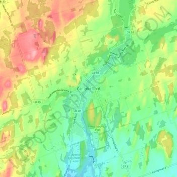 Campbellford topographic map, elevation, terrain