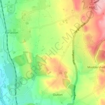 Hooks Green topographic map, elevation, terrain