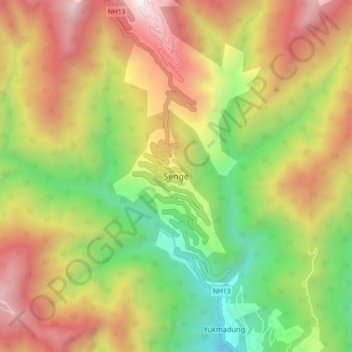 Senge topographic map, elevation, terrain
