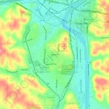 Brighton topographic map, elevation, terrain