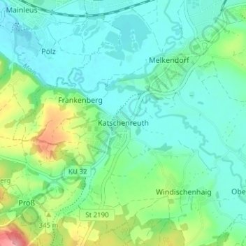 Katschenreuth topographic map, elevation, terrain