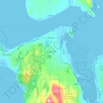 Anacortes topographic map, elevation, terrain