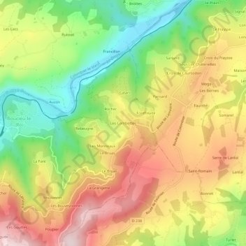 Les Combettes topographic map, elevation, terrain