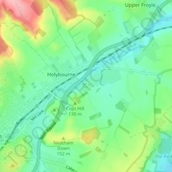 Neatham topographic map, elevation, terrain