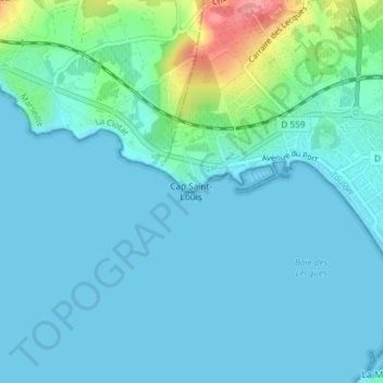 Cap Saint-Louis topographic map, elevation, terrain