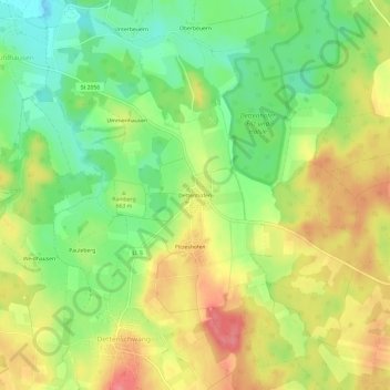 Dettenhofen topographic map, elevation, terrain