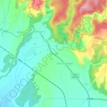 Kalruhi topographic map, elevation, terrain