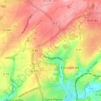 L'Écoulanderie topographic map, elevation, terrain