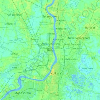 Bally topographic map, elevation, terrain