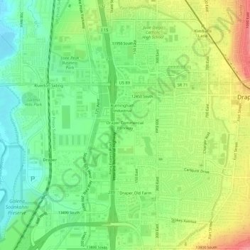 Draper Commercial Parkway topographic map, elevation, terrain