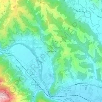 Muggauberg topographic map, elevation, terrain