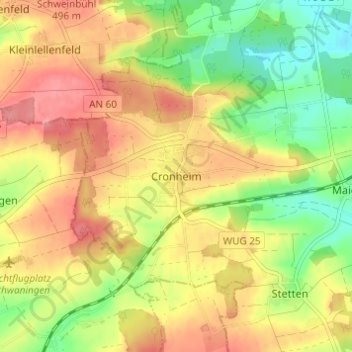 Cronheim topographic map, elevation, terrain