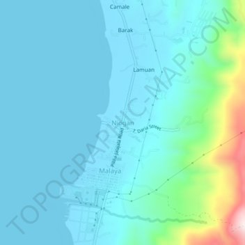 Niogan topographic map, elevation, terrain