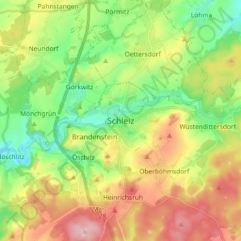 Schleiz topographic map, elevation, terrain