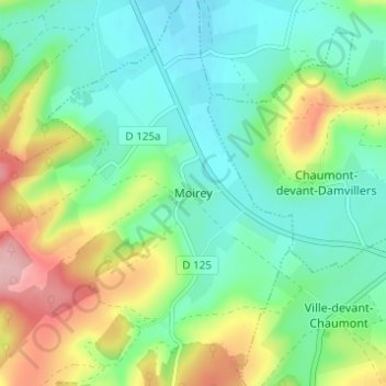 Moirey topographic map, elevation, terrain