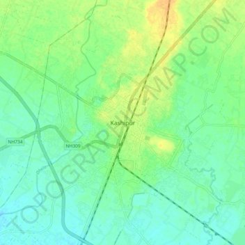 Kashipur topographic map, elevation, terrain