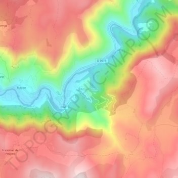 Montbrun topographic map, elevation, terrain