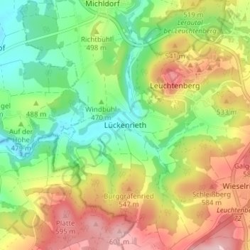 Lückenrieth topographic map, elevation, terrain