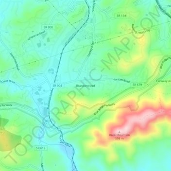 Branderwood topographic map, elevation, terrain