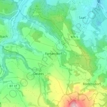 Forkendorf topographic map, elevation, terrain