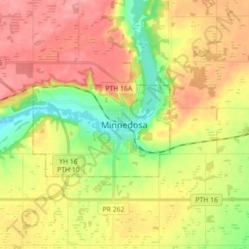 Minnedosa topographic map, elevation, terrain