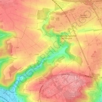 Mähringen topographic map, elevation, terrain