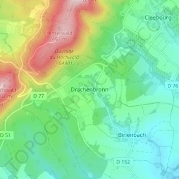 Drachenbronn topographic map, elevation, terrain