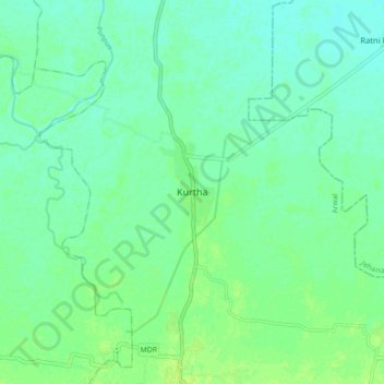 Kurtha topographic map, elevation, terrain