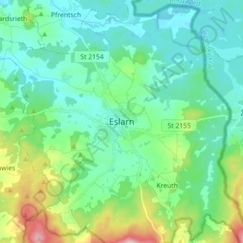Eslarn topographic map, elevation, terrain