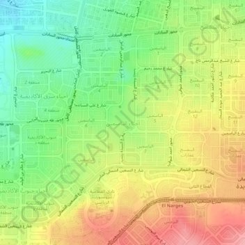 Yasmeen Districts topographic map, elevation, terrain