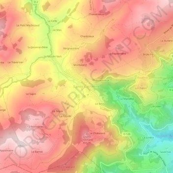 Sainte-Catherine topographic map, elevation, terrain