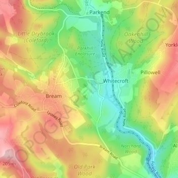 Saunders Green topographic map, elevation, terrain