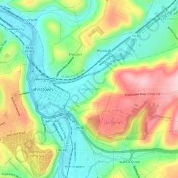 Conemaugh topographic map, elevation, terrain