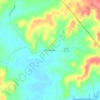 Bath Springs topographic map, elevation, terrain
