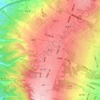 Zhepou topographic map, elevation, terrain