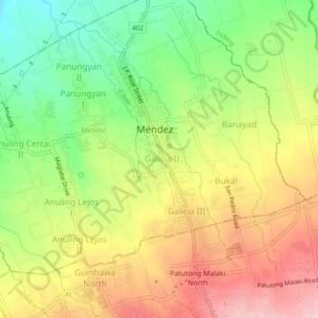 Galicia 2 topographic map, elevation, terrain