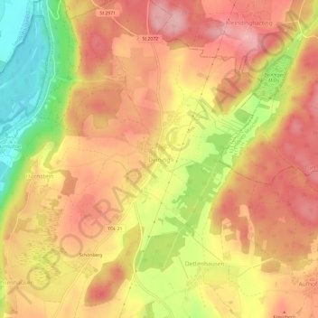 Deining topographic map, elevation, terrain
