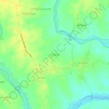Amlipali topographic map, elevation, terrain