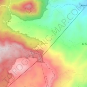 Zaragosa topographic map, elevation, terrain